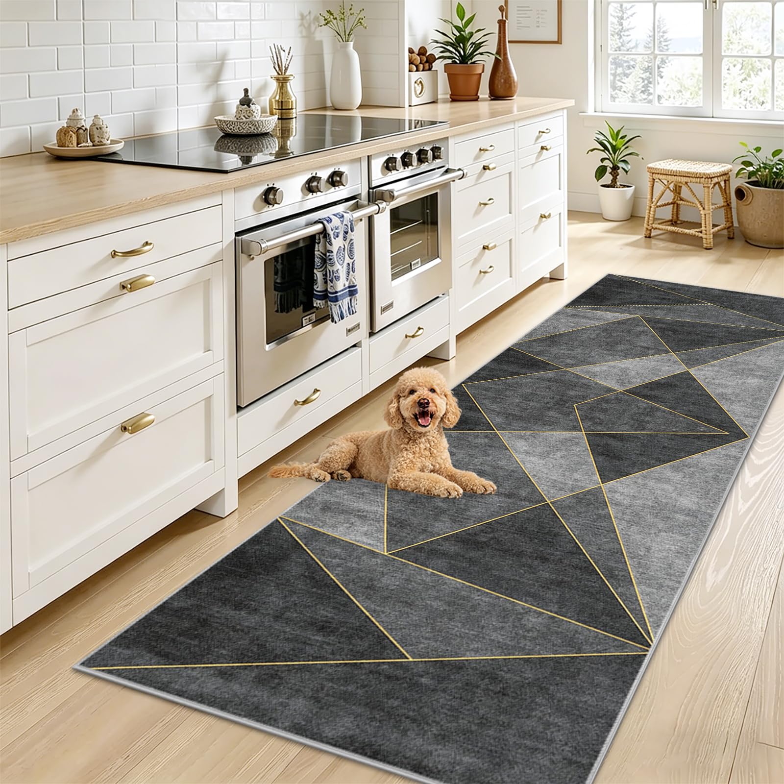 Tappeto Corridoio Moderno Runner Cucina Grigio 40x200cm