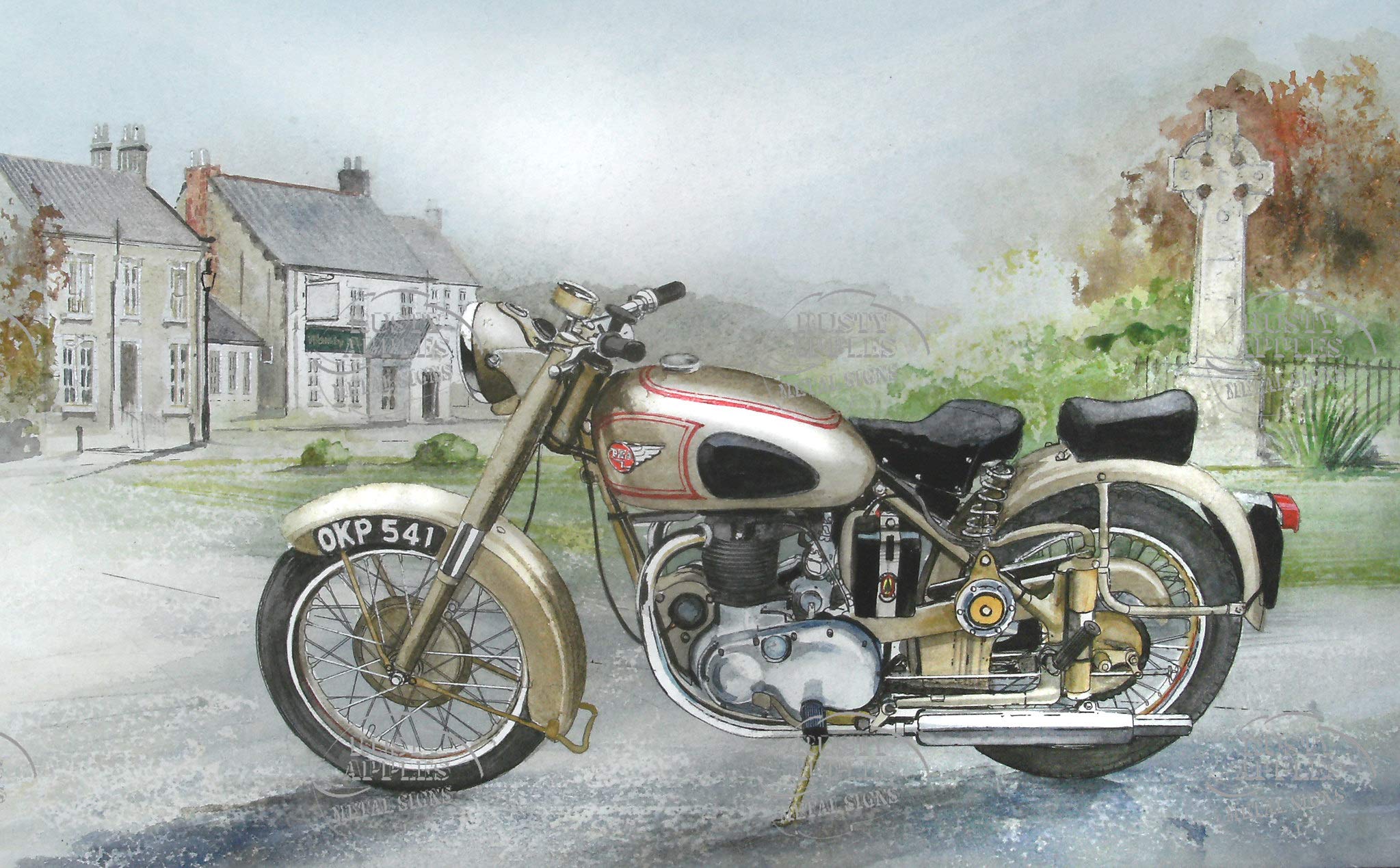 The Rusty Apples Metal Sign Co Gold Bsa - 1950 A10 En Flash- The Worlds Greatest Motorcycle – Nostalgic - Metal Sign 3 Sizes To Choose From - Home Decor – Mancave – Unique Gift (16” X 12” 400 X 300 Mm)