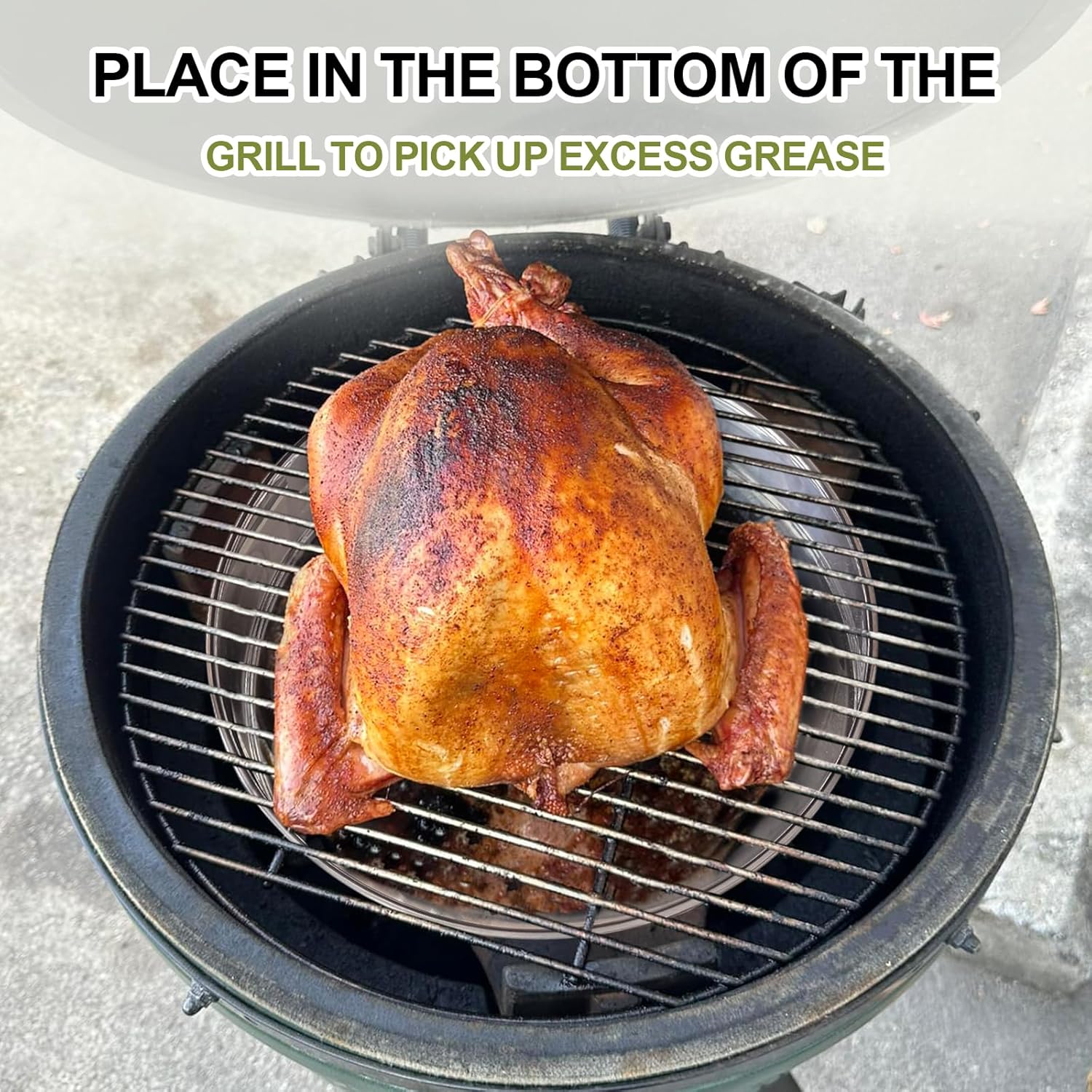 13 3/8 Inch Stainless Steel Deep Drip Pan, Chicken Roasting Pans for Big Green Egg Grills & Smokers, Round Baking Pan & Cake Pan & Pizza Pan for Oven and Other Kamado Grills