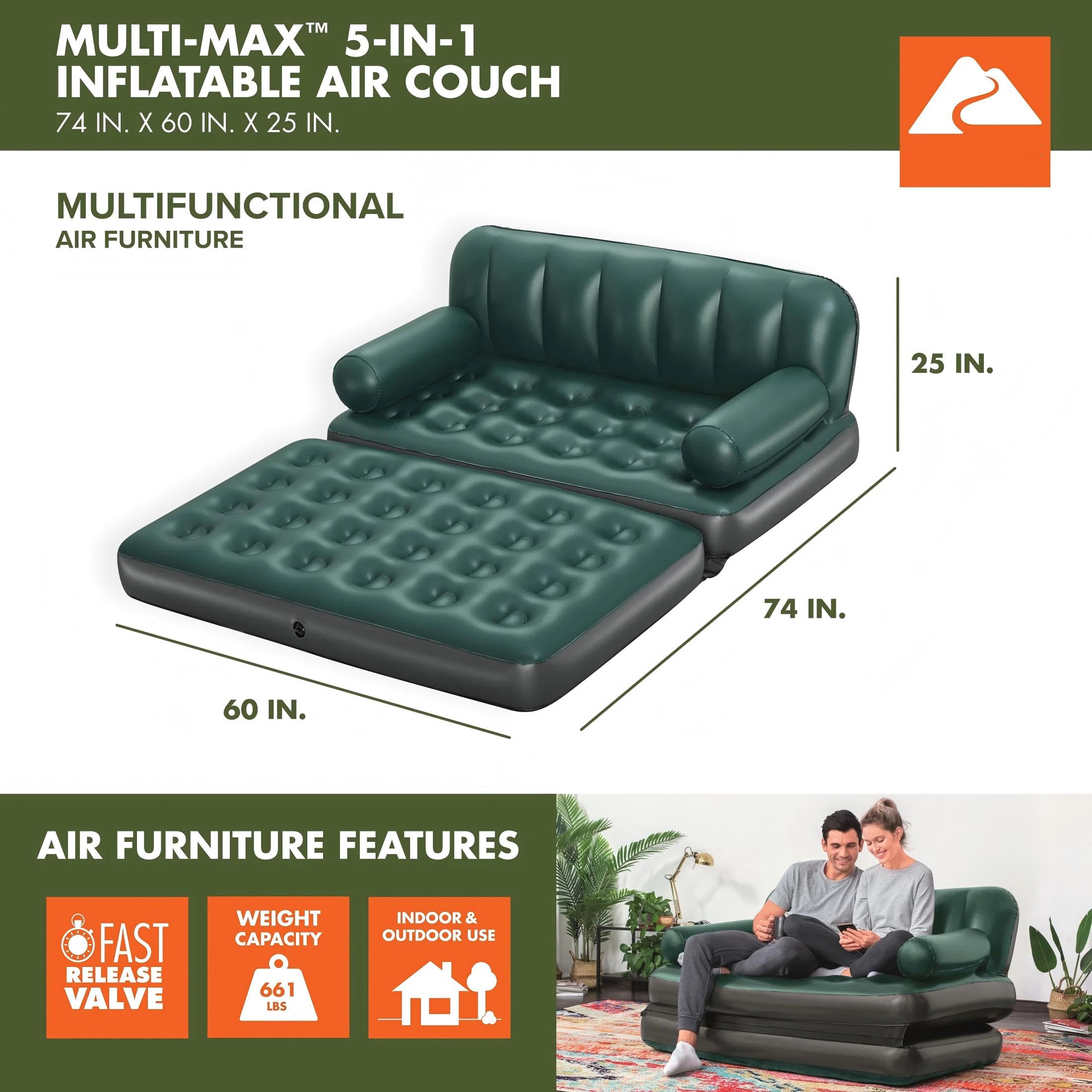 Condition photo showing New/Like New for 5-in-1 inflatable sofa bed | multi-functional, air couch & sleeper, quick release valve, heavy duty support, portable blow up