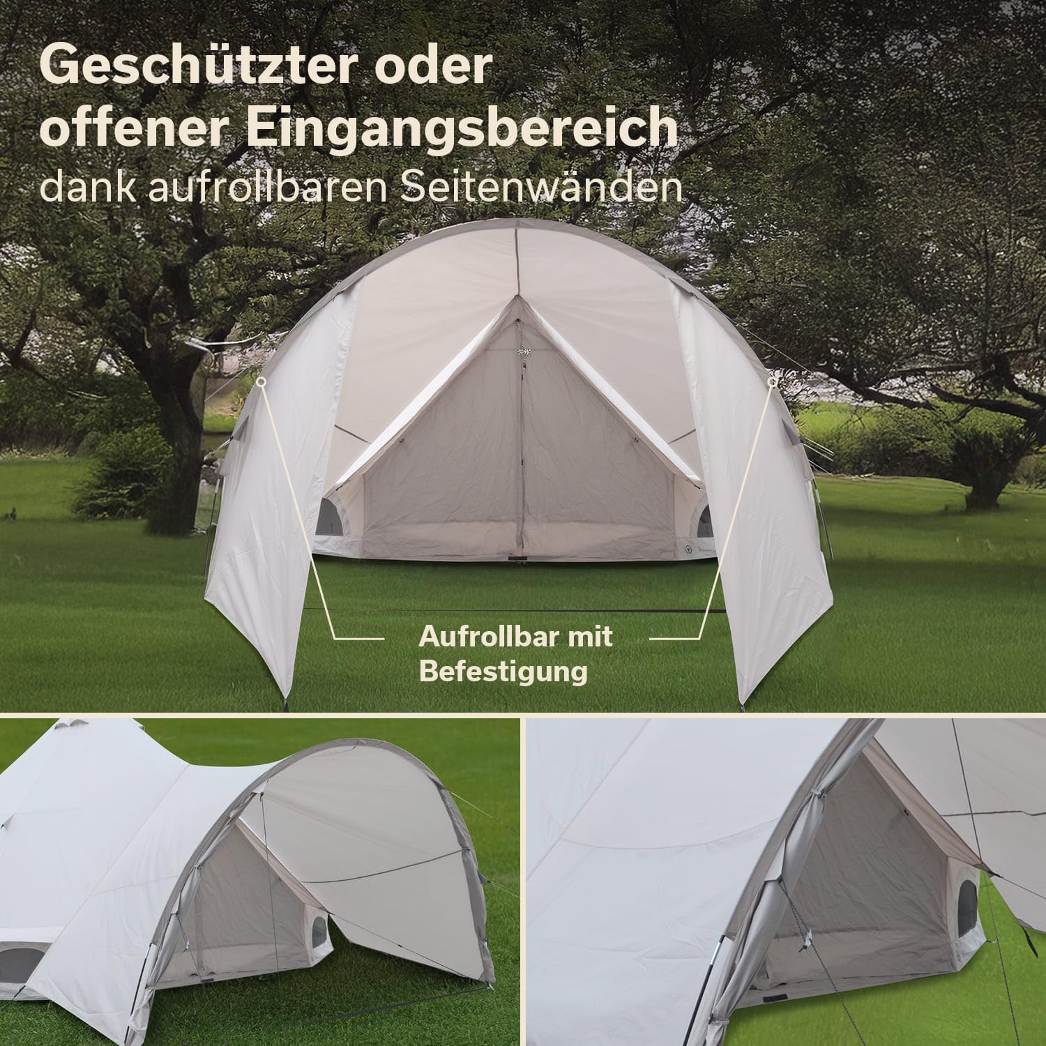 Skandika Tipi Kuopio 400/500 Protect 8-10 osób | Wodoodporny namiot kempingowy, materiał z recyklingu, wysokość 2,5-3 m, Ø4m - Ø5m, szyta podłoga, rodzinny namiot glampingowy