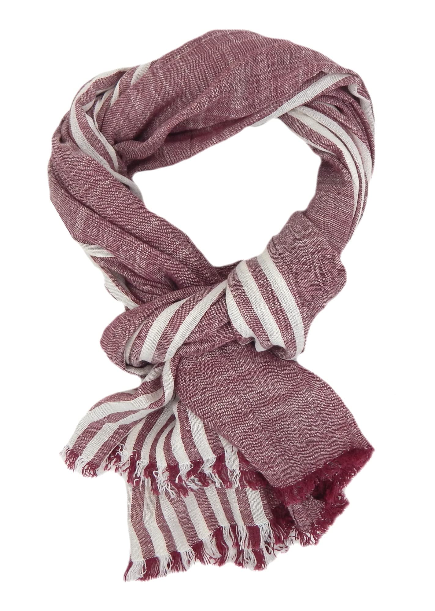 Ella Jonte Men's Red Striped Blue Or Grey White Cotton Scarf, One Size