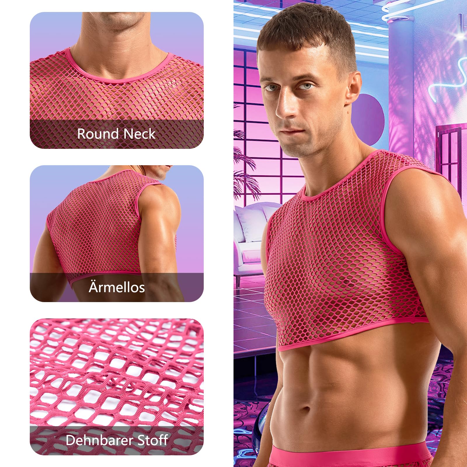 Amy Coulee Maillot de corps en résille pour homme