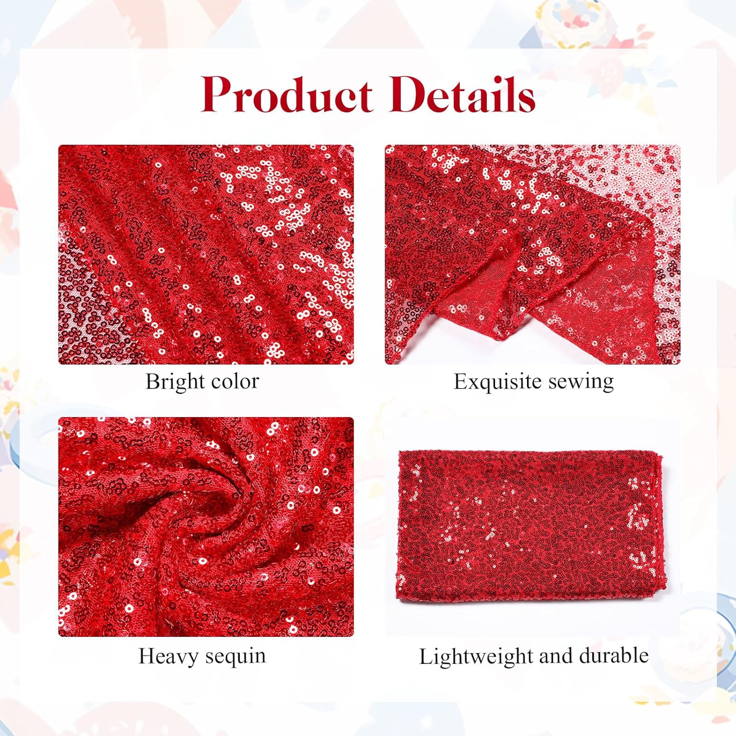 Newwiee 108 Pcs Red Sequin Chair Sashes and Table Runners, 96 Sequin Chair Bows, 12 Glitter Table Runners for Birthday Party Wedding Banquet Holiday Decorations