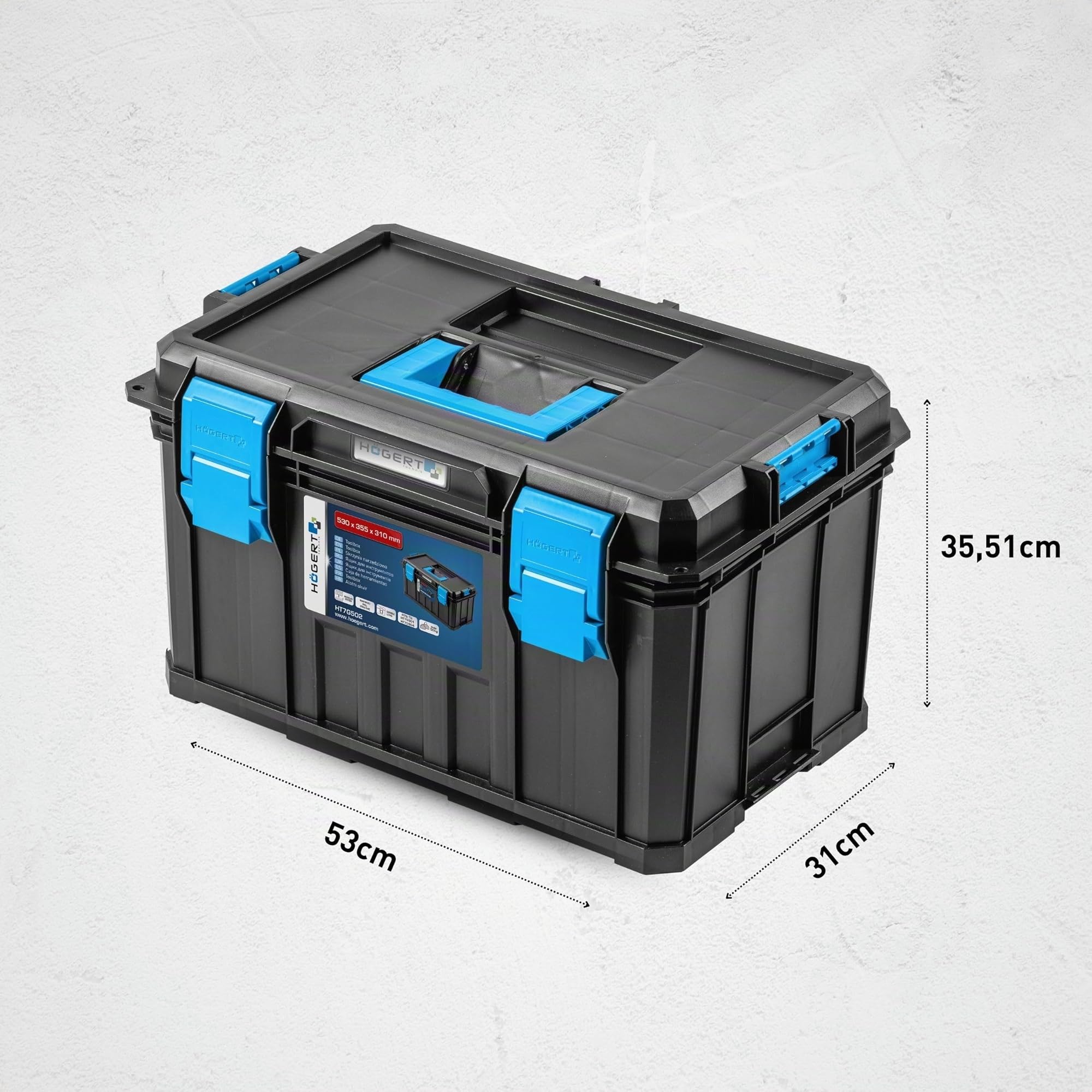 Högert Technik - Cassetta Degli Attrezzi, Portata Fino a 50 kg, Pratica e Spaziosa, Resistente ai Danni, Antipolvere, Robuste Chiusure in ABS, Struttura Modulare - HT7G502