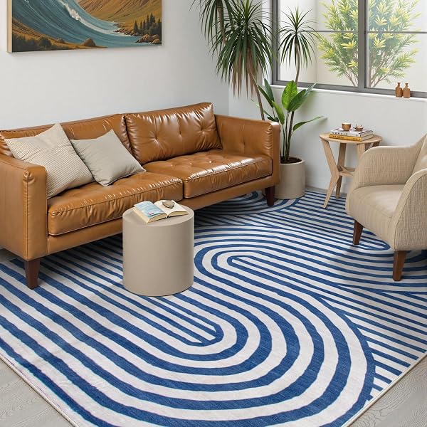 Lahome Abstract Washable Rugs Rainbow Soft Bedroom Rugs for Living Room Modern Area Rug Soft Ultra-Thin Stain Resistance