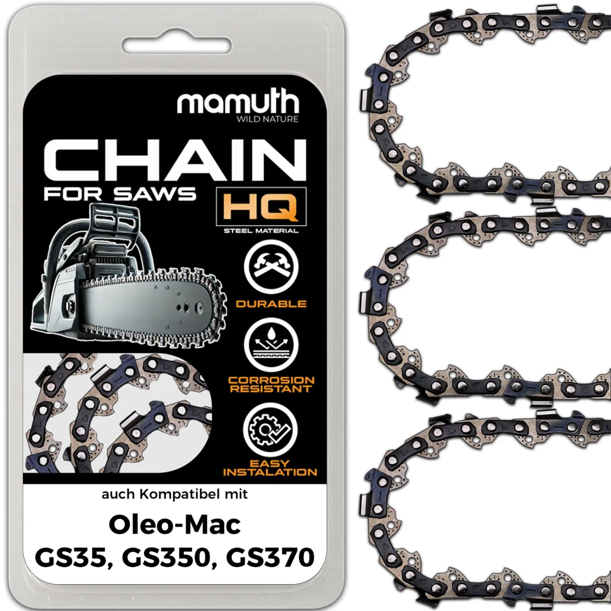 Mamuth Wild Nature Saw Chain 40 Cm For Oleo-Mac Gs35, Gs350, Gs370, 56 Tg, 3/8 Inch Pitch, 1.3 Mm Drive Link Thickness - For Professionals And Hobbies