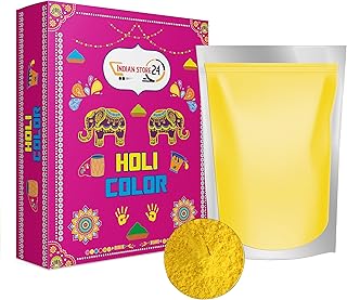 Amarillo 1 kg Holi Gulal Polvo soluble en agua Natural Festival Baby Shower Photoshooting Rangoli Colors Rainbow Powder Holy bolsa de color brillante polvo foto