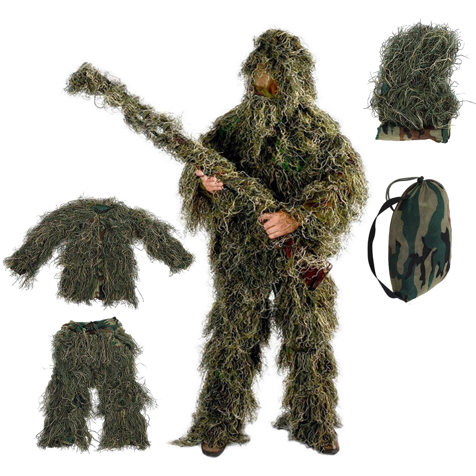 Tarnanzug Für Kinder - 3D-Blatt-Camouflage Aus Polyester/Nylon, Atmungsaktiv & Bequem