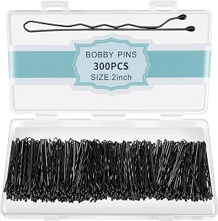 EWAGOA 300 Pack Black Bobby Pins for Women Girls Kids - 2 Inch Pain-Free Wave Hairpins with Storage Box