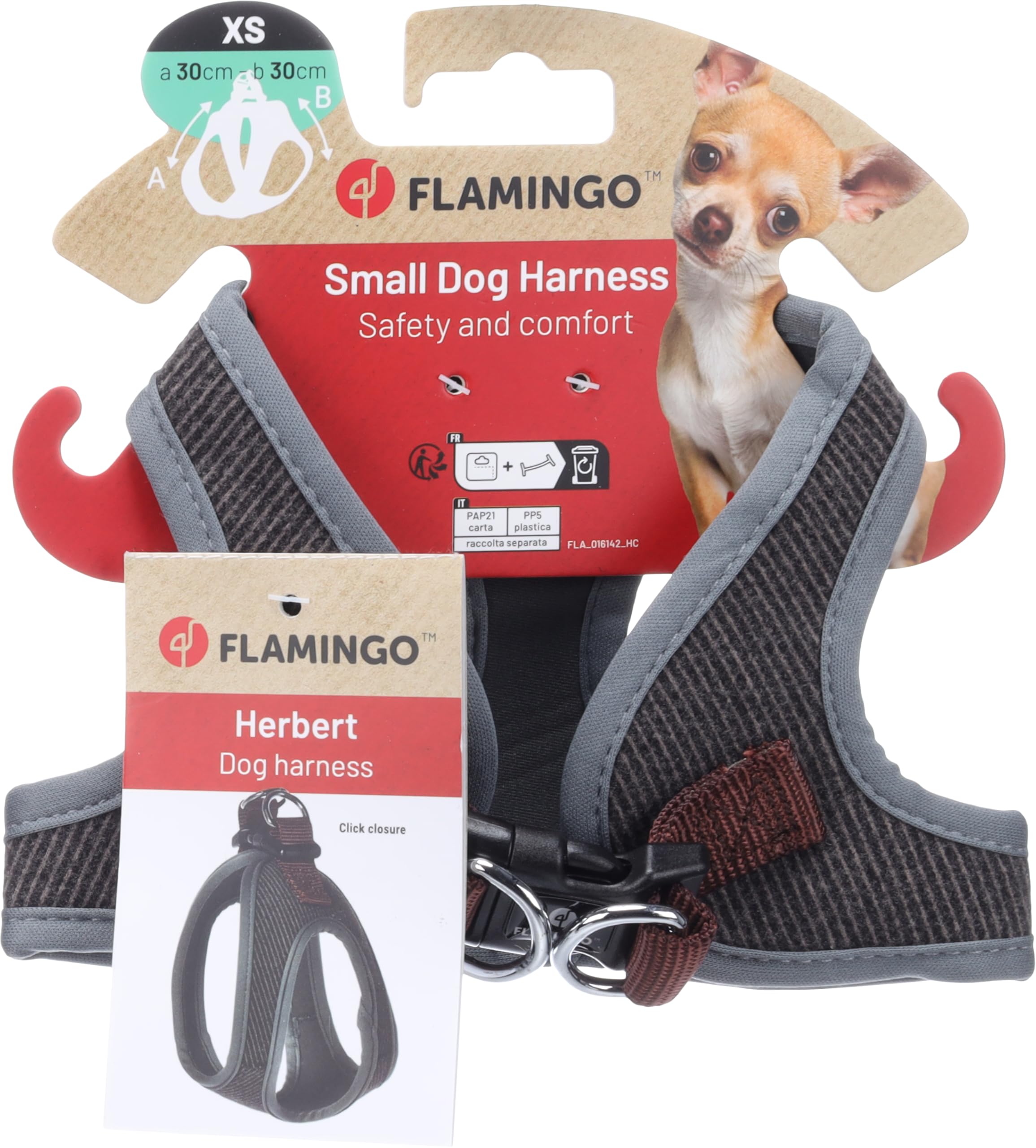 Dog Harness Step&Go Herbert Dark brown XS 30cm 30cm