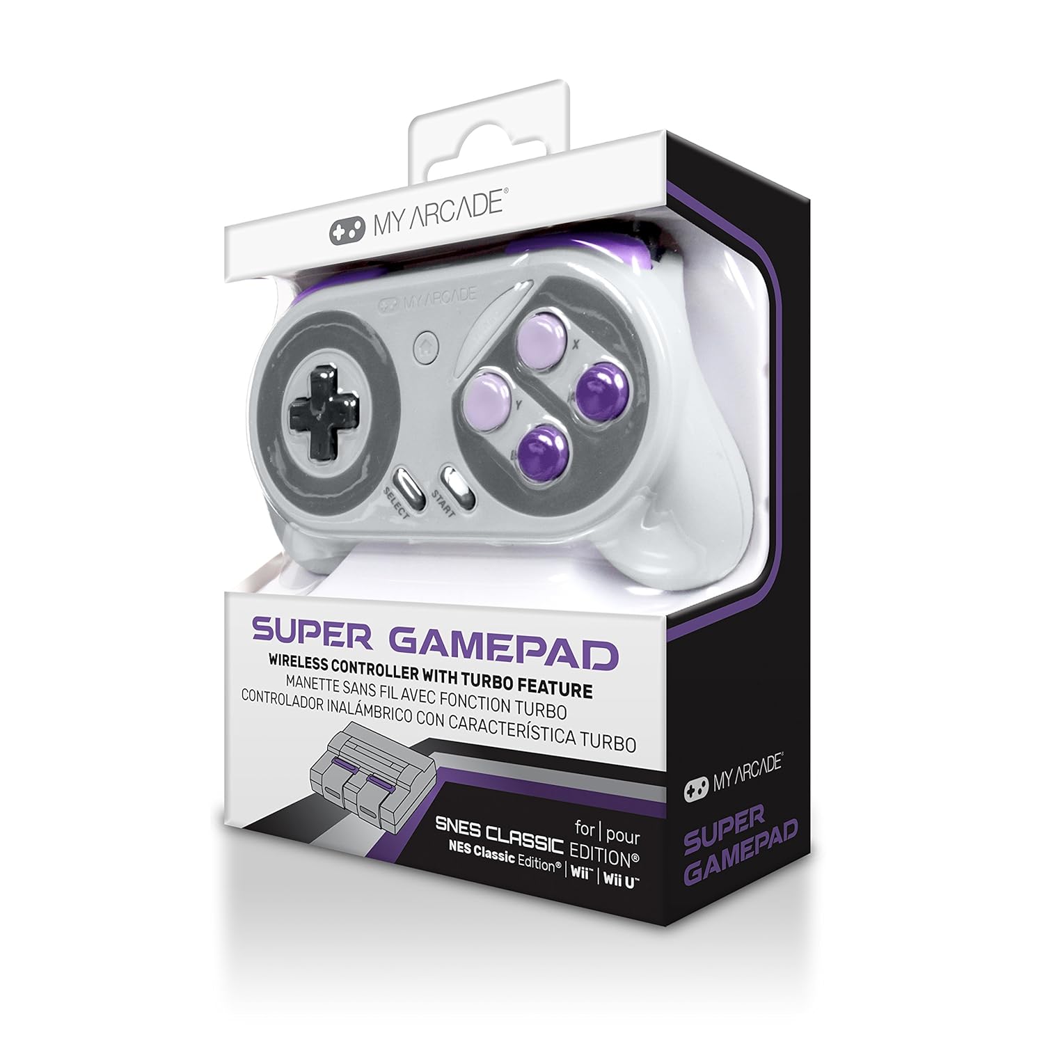 My Arcade Super Gamepad - Wireless Gaming Controller for Nintendo SNES Classic, NES Classic, Super Famicom, Wii, Wii U (Super NES Colors)