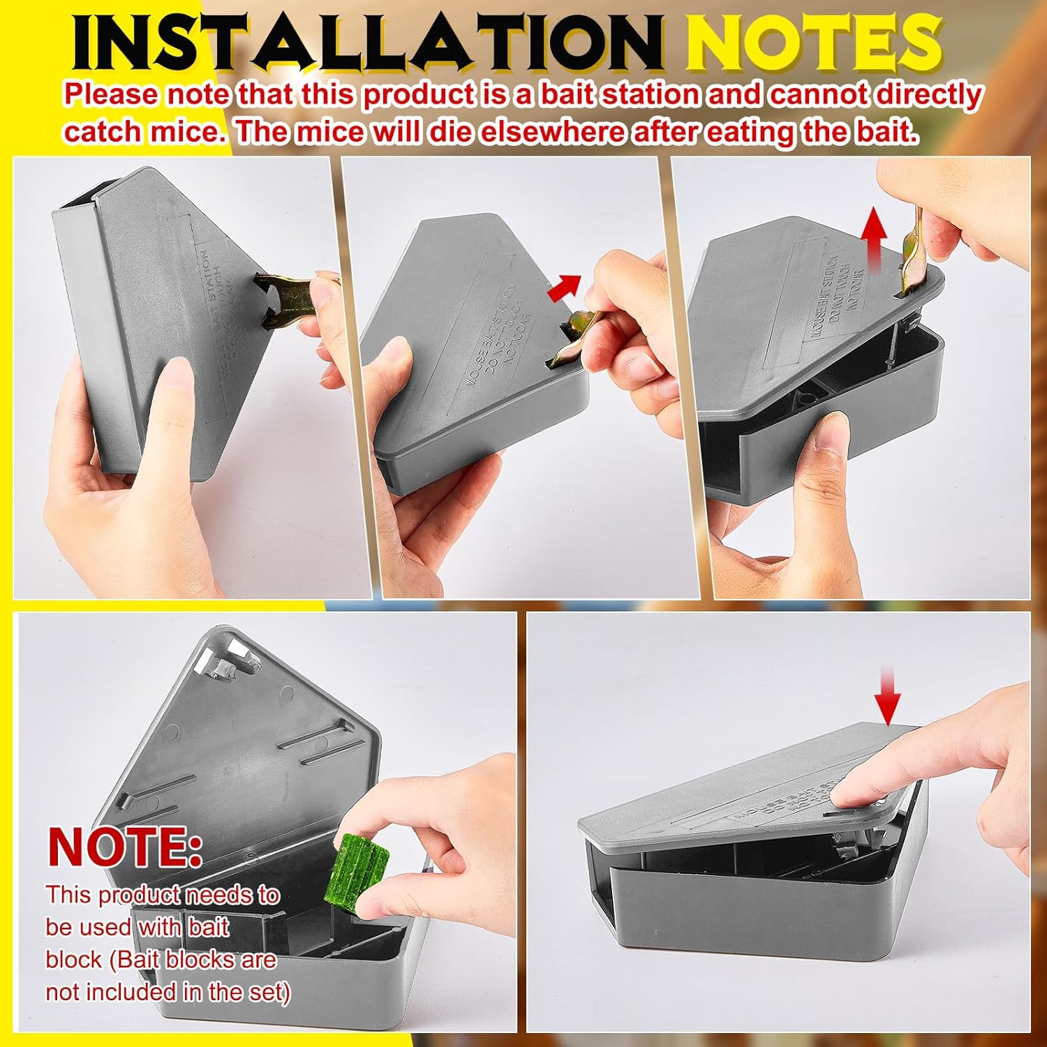 Qualirey 24 Pcs Mice Station with Key Triangle Mouse Station Lockable Reusable Bait Box, Enclosed Design for Indoor and Outdoor Use, Suitable for Small Mice (Gray)