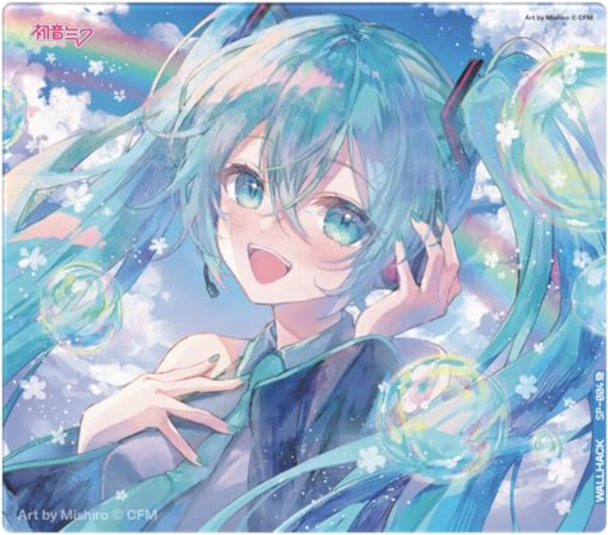 Wallhack × Hatsune Miku Glass Gaming Mouse Pad – Collaboration Edition SP-004 | Summer Miku Design | Pro-Speed Surface (Tempered Glass) | 49×43cm Large Size