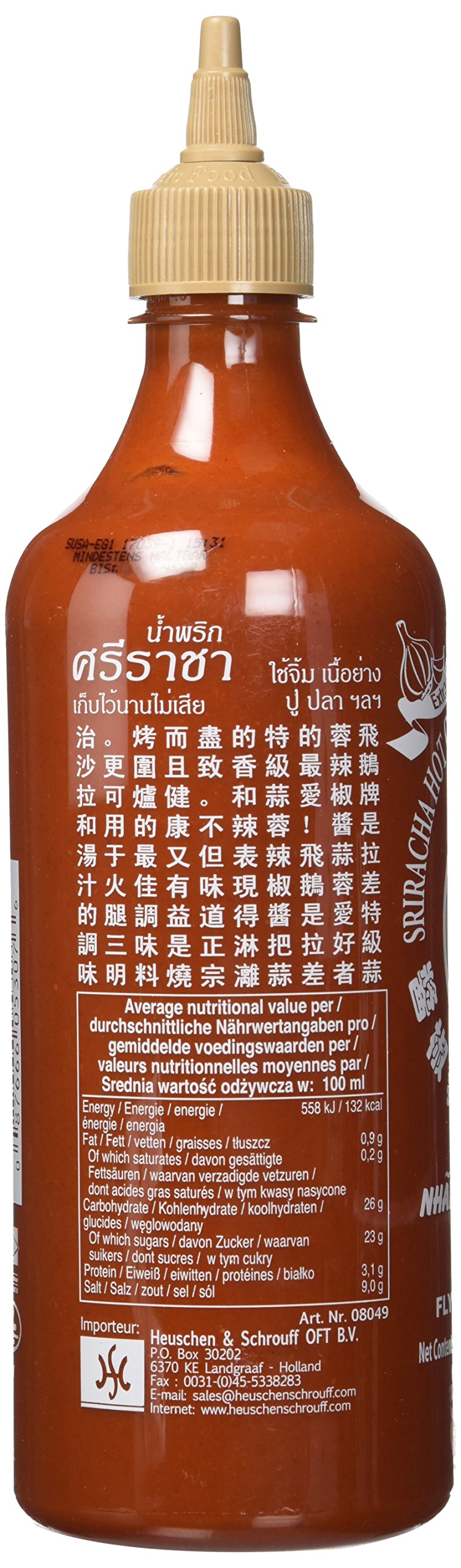Flying Goose Sriracha Sauce mit Knoblauch, 12er Pack (12 x 730 ml)