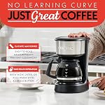 Gourmia Coffee Maker – 5 Cups, One-Touch Brew, Pause & Serve, Auto Keep Warm, Stainless Steel Accents, Black