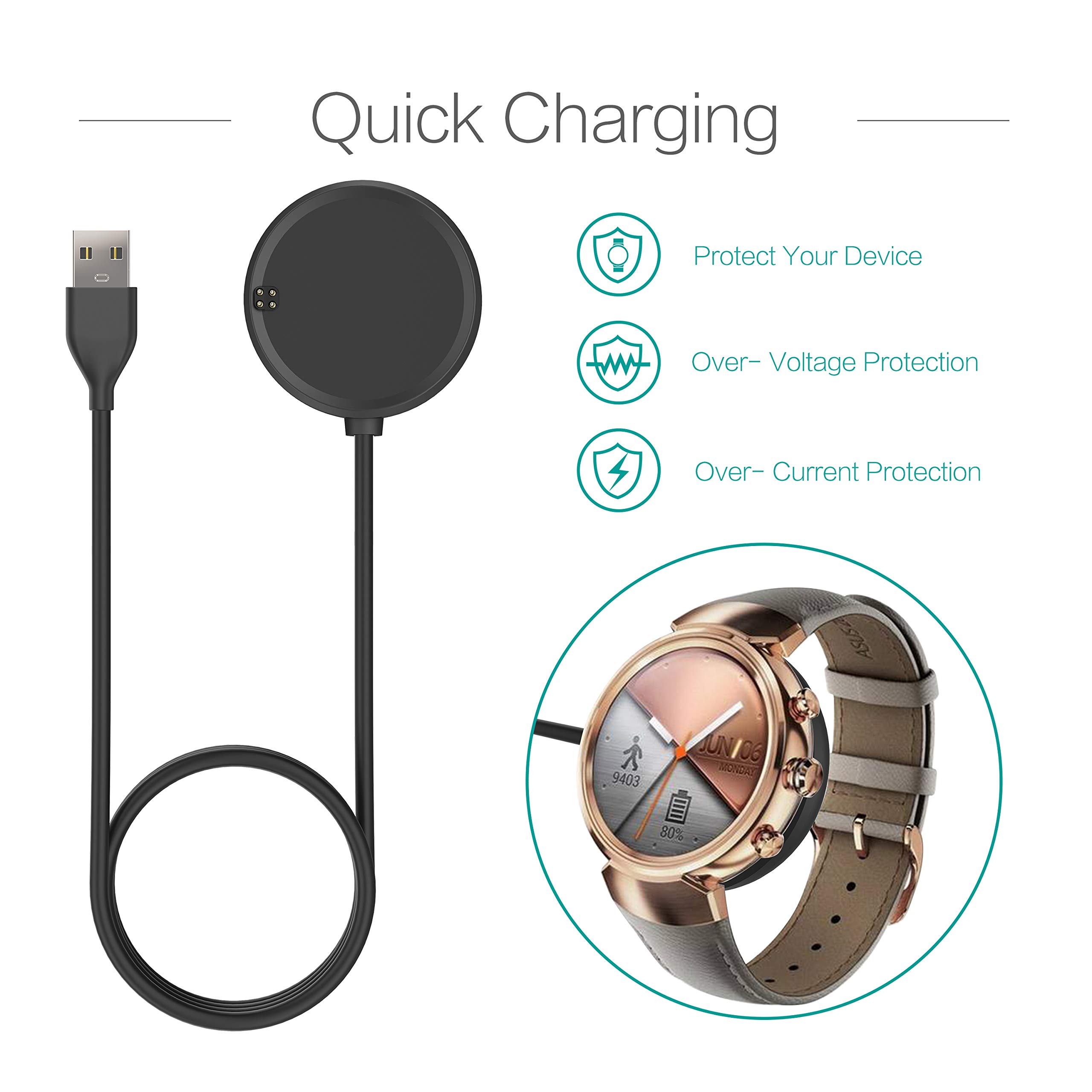 Charging Cord Asus Zenwatch Accessories 2PCS Charger Intended For