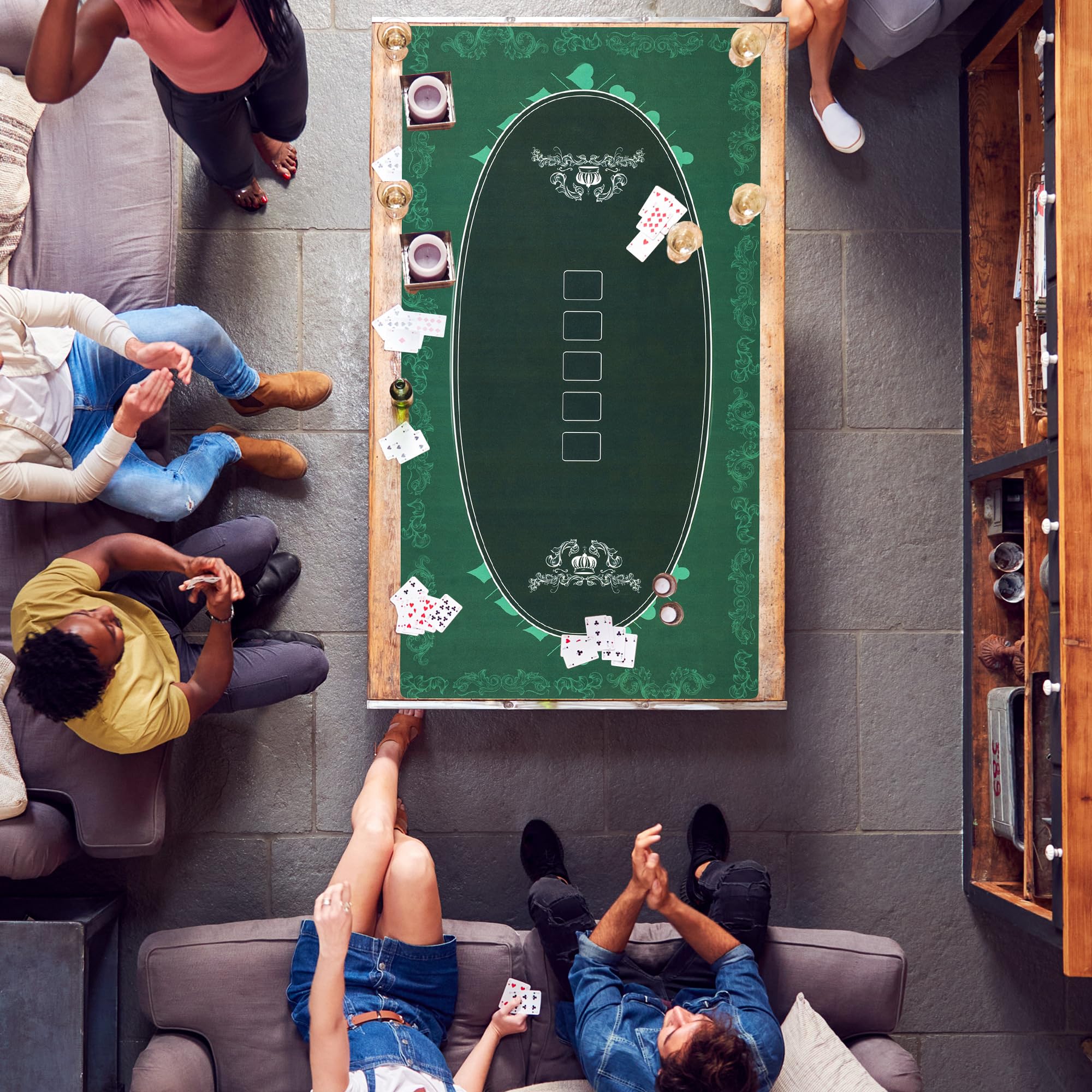 SPORTNOW Tapete de póquer Profesional Texas Hold'em de 94.2 x 45.5 Pulgadas, Resistente al Agua, para 12 Jugadores, Mesa de póquer, tapete de Goma con Bolsa de Transporte de Superficie de Fieltro