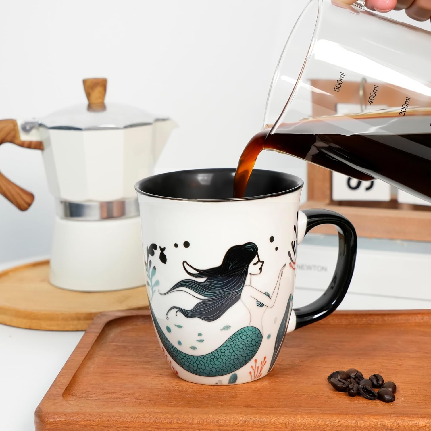 Color Changing Mermaid Coffee Mug 16oz - Ceramic Coffee Mug, Funny Ceramic Tea Cups for Home or Office, Mermaid Gifts for Mothers Day Christmas - Image 2