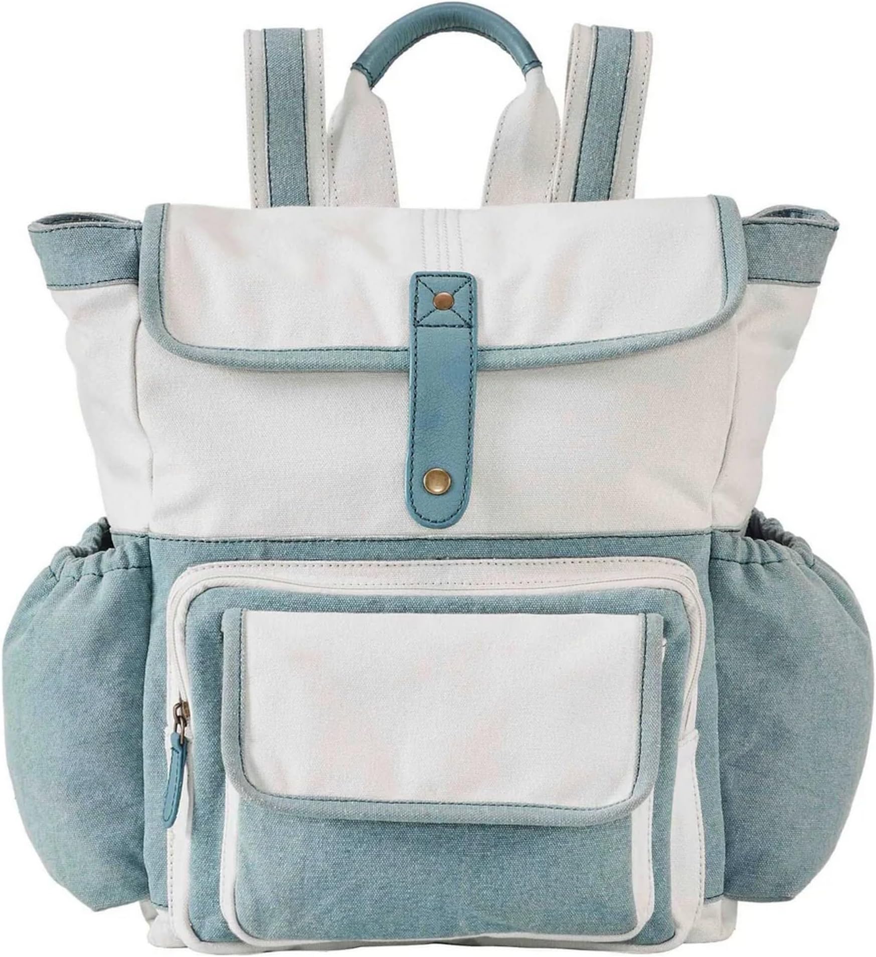 Mona B Dakota Backpack For Men & Women for Office, Travel, College with Upto 14 Inches Laptop Compartment, White And Blue, Standard, Casual