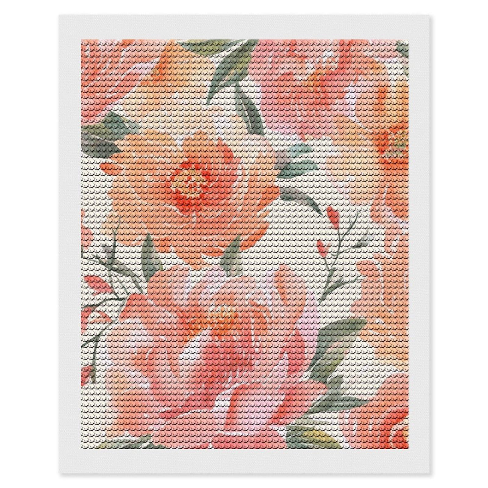NONHAI Diamond Painting Kits for Adults - DIY Diamond Art Kits for Beginners - Full 5D Paint Drill Diamond Dots Paintings- Peach Peony Diamonds Pictures Gem Art and Craft Wall Decor 16"x20"