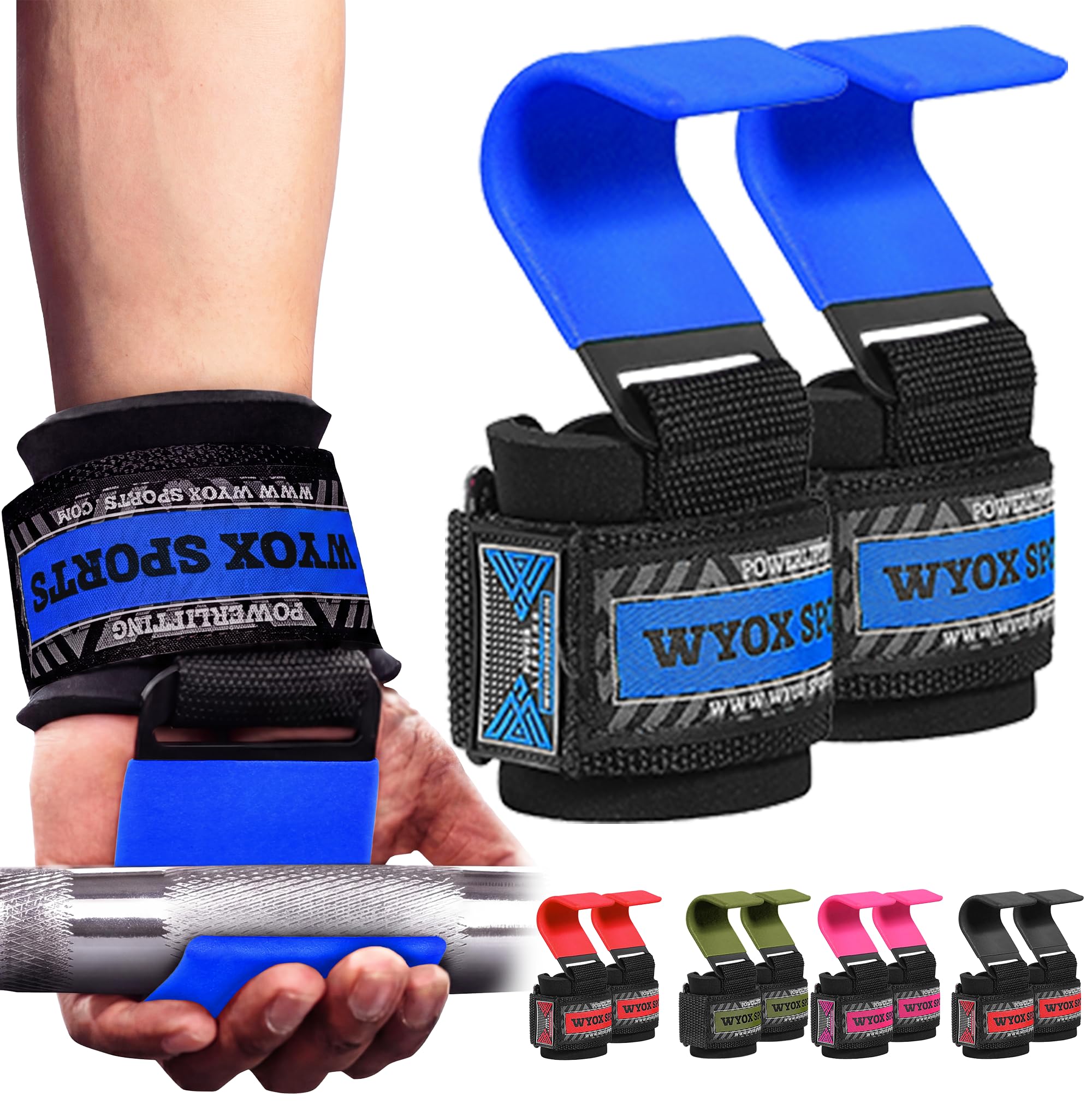 WYOX - Guantes de Levantamiento de Pesas para Halterofilia y Gimnasio, Color Azul