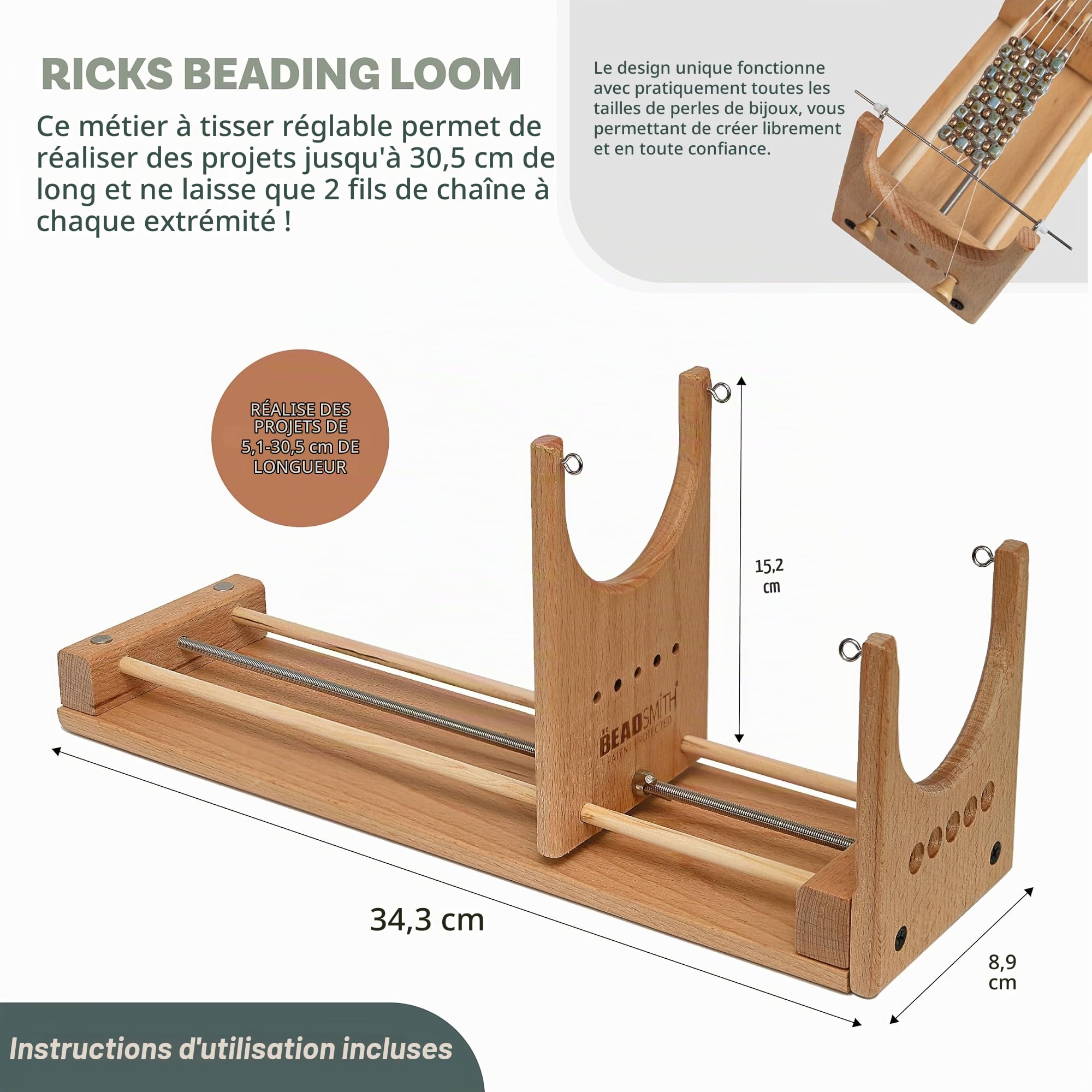 The Beadsmith Métier à tisser Rick's Beading Loom, 13,5 x 3,75 x 4,5 pouces