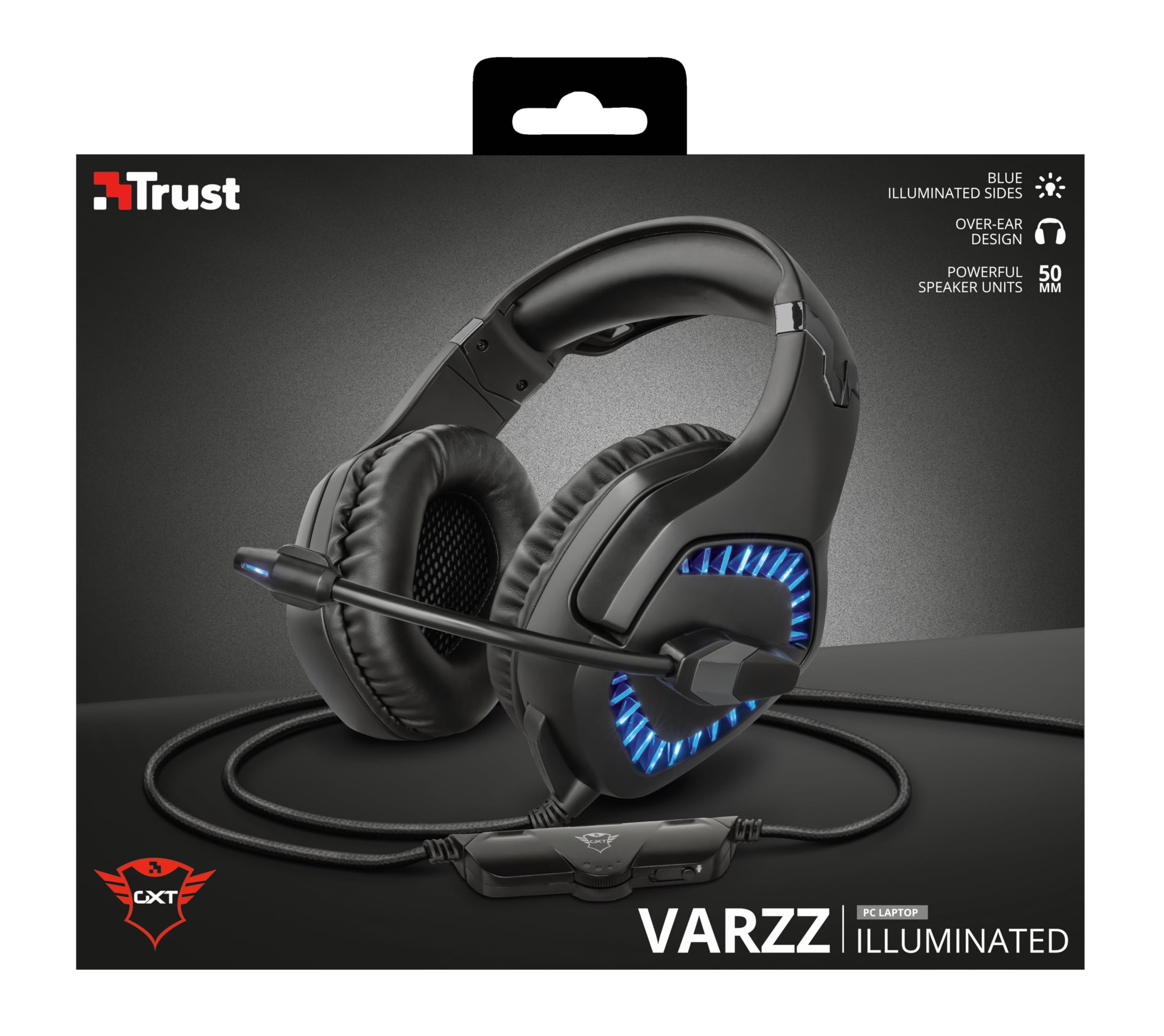 Trust GXT 460 Varzz Cuffie gaming illuminate per PC, Nero