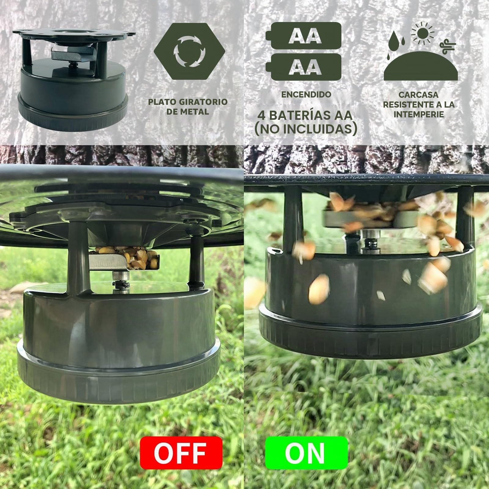 Highwild Kit de alimentador de Ciervos – Temporizador Digital – Placa giratoria de Metal – fácil configuración – Todo en uno