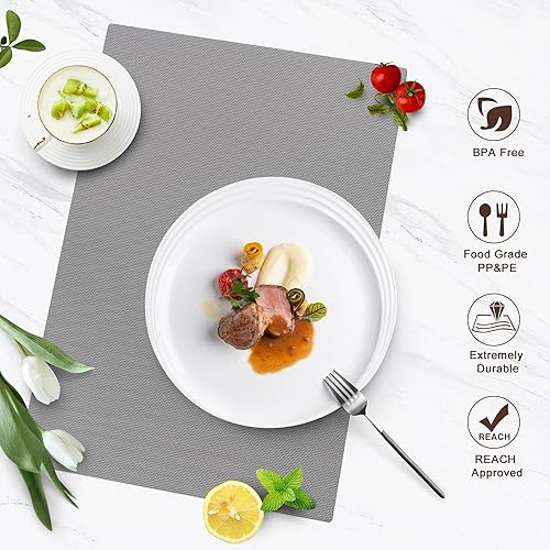 Miniatura 3 de Juego de 4 manteles individuales de grado alimenticio, manteles individuales duraderos a prueba de manchas para mesa de comedor, manteles