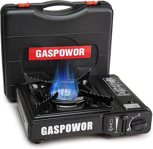 1-Burner Butane Stove included a Windblocker,10000 BTU Gas Stove Portable with Case, Automatic ignition Camping Stove,Portable Gas Stove,Precise Flame Control,Gas Burner for Cooking Outdoor