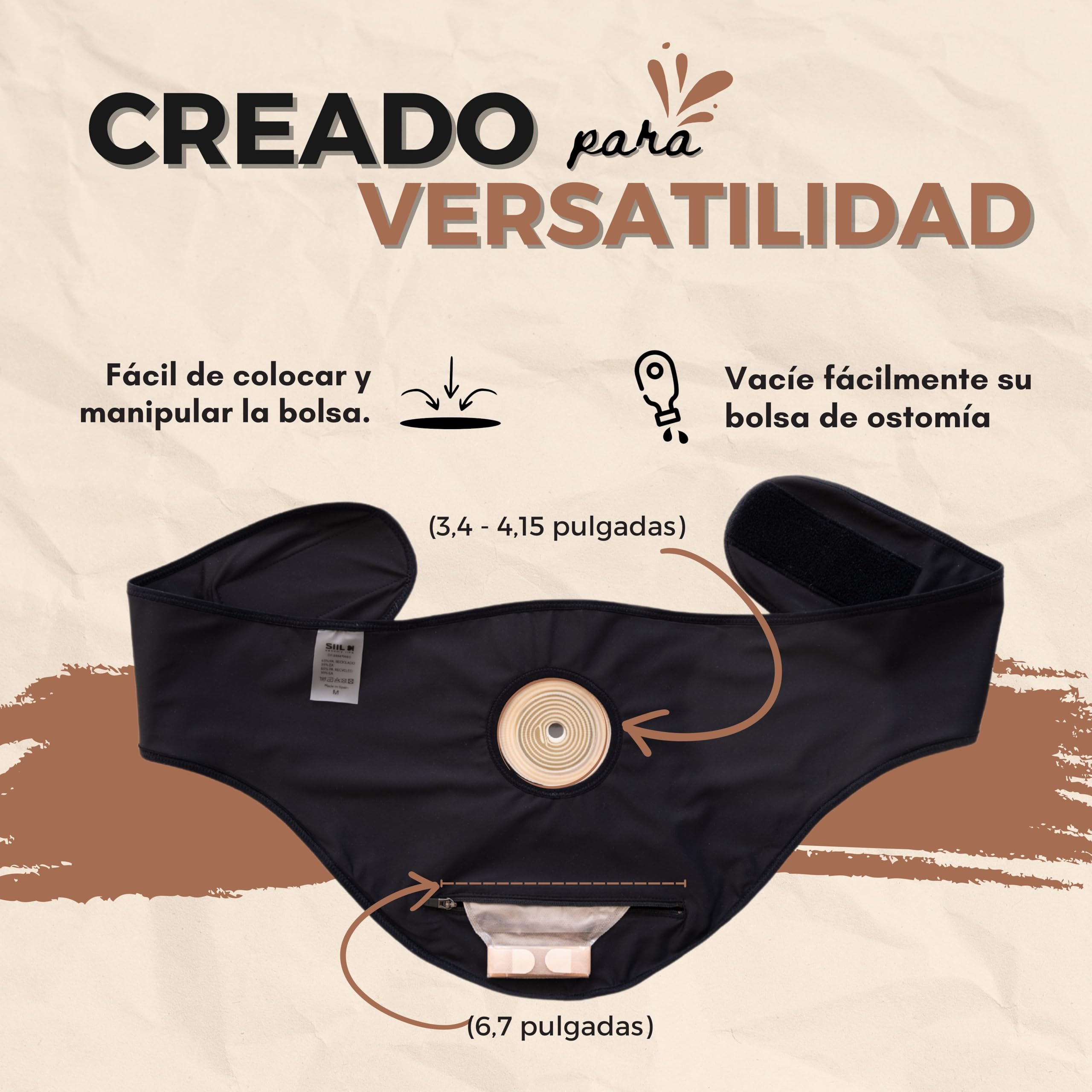 SIIL Cinturón de Ostomía Negro | Cinturón de Soporte de Ostomía | Deporte y Natación | X-Large