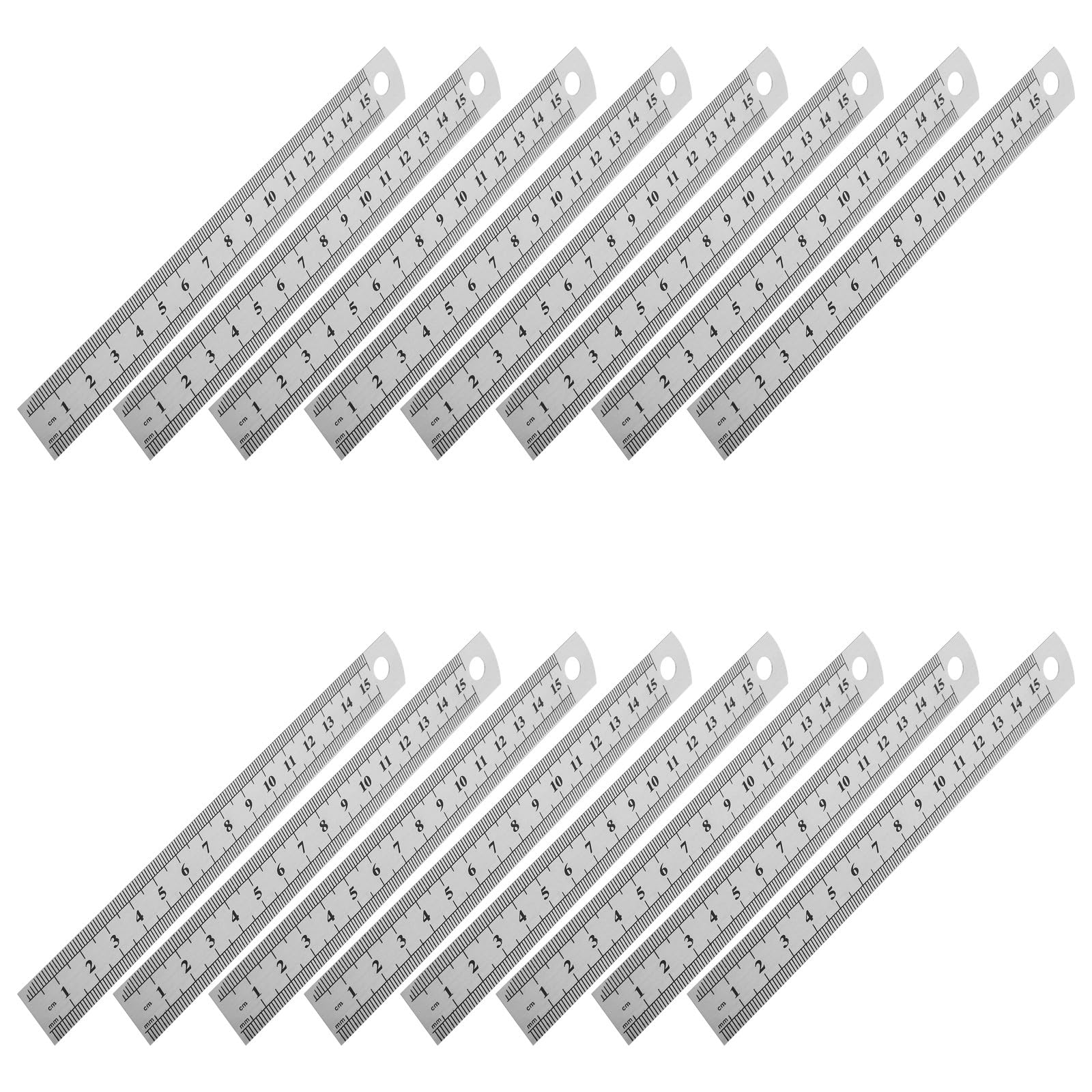 Set 30 Pezzi Righelli Multifunzionali in Acciaio Inossidabile 15 CM 6 Pollici Righello da Falegnameria e da Ingegnere con Graduazioni Chiare Strumento di Misurazione di