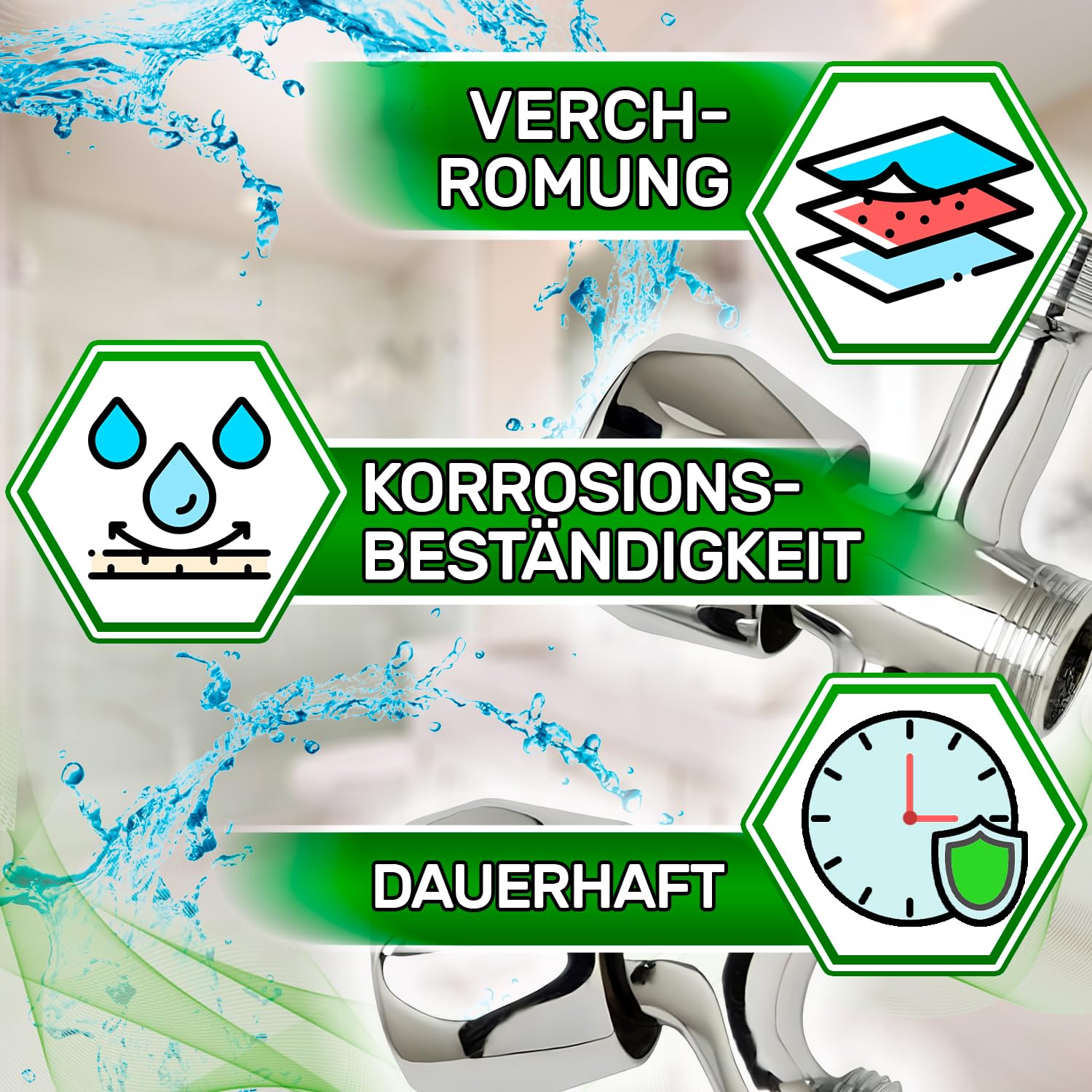 Doppelter Wasserhahn aus Verchromtem Messing 1/2 Zoll x 3/4 Zoll x 3/4 Zoll für Waschmaschine und Geschirrspüler Eckventil - Garantie 5 Jahre - ONIX TECH