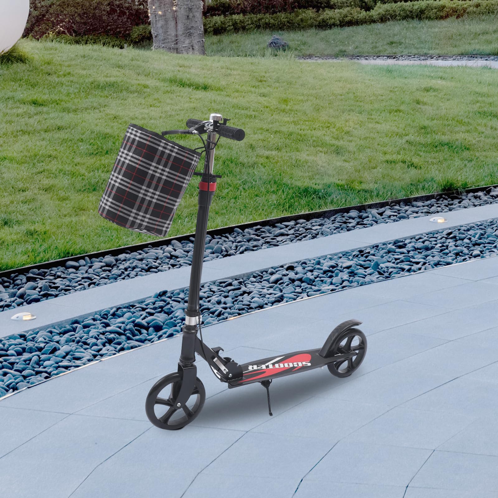 Składany skuter, dwukołowy City Work Mobility hulajnoga ze składaną kierownicą, dwukołowa hulajnoga miejska, składana hulajnoga w stylu T, koła 200 mm, hamulec ręczny, regulowana 91-106 cm