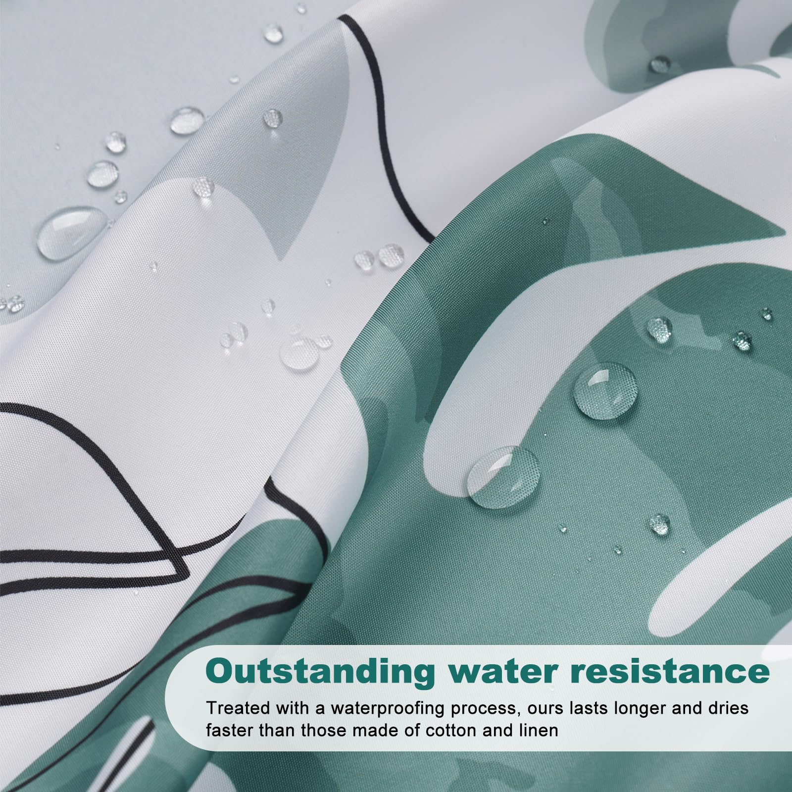 EurCross Green Shower Curtains, Tropical Leaves Bathroom Curtain Anti Mould - Image 3