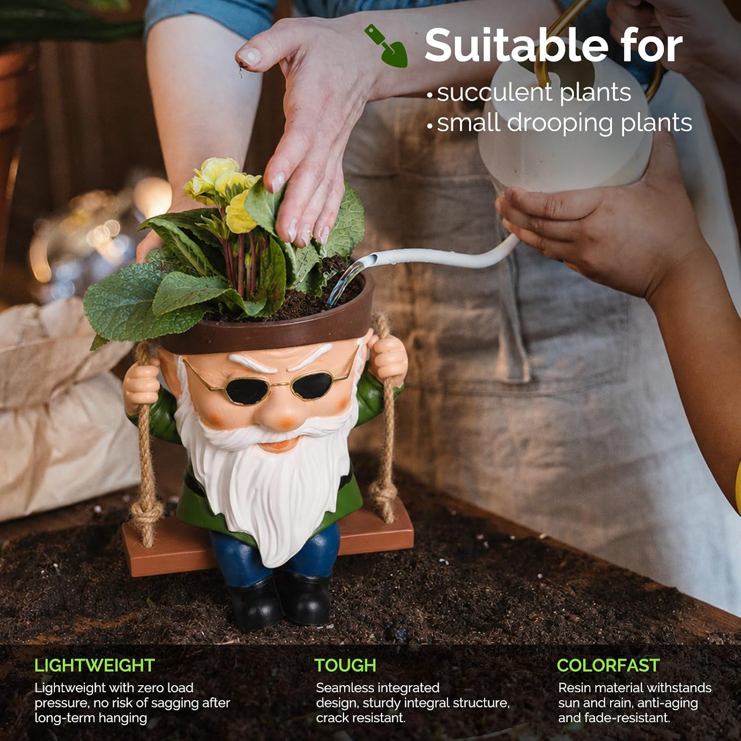 INNOLITES Gnome Plant Pot, Unique Hanging Flower Pot for Indoor Outdoor image 4