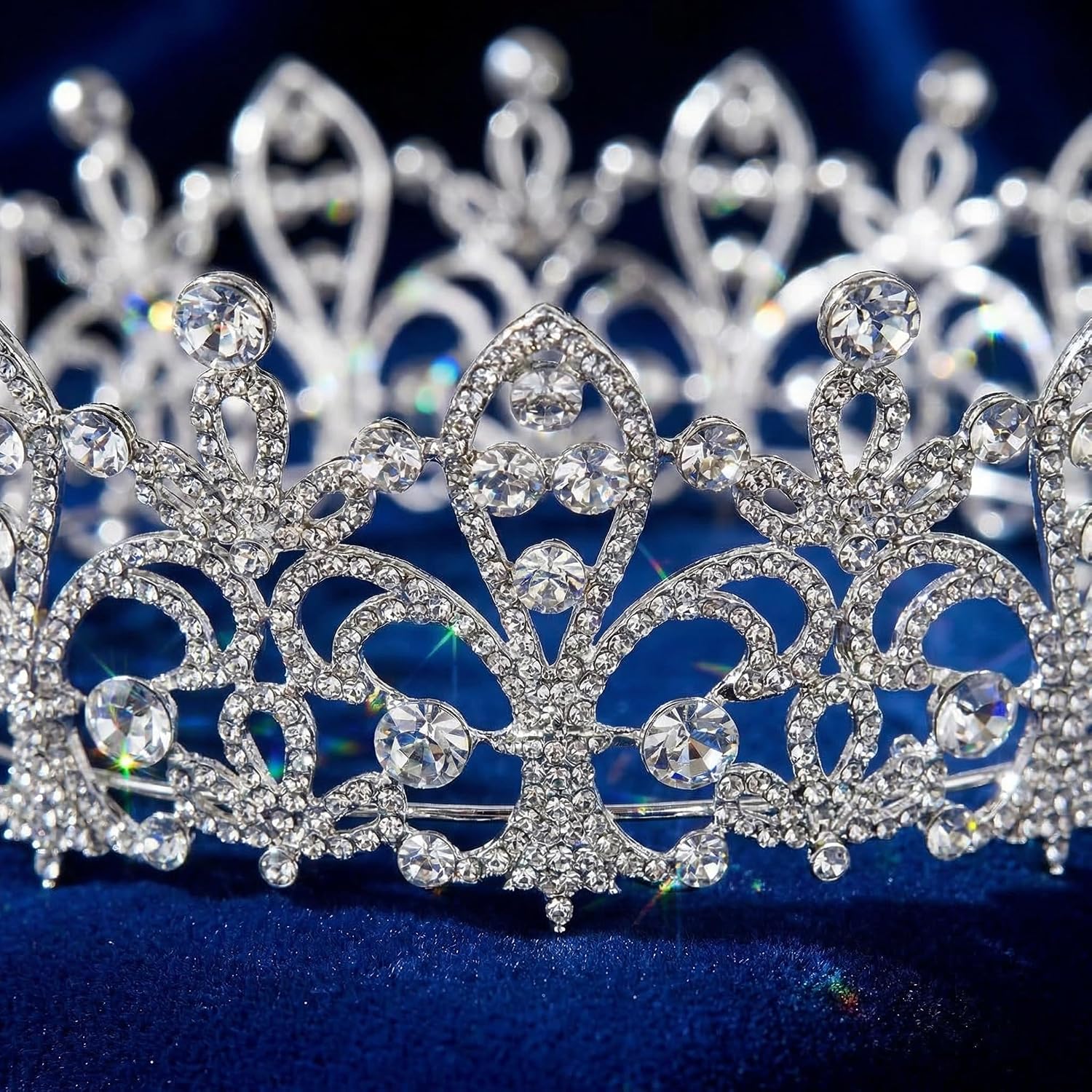 Bridal Rhinestone Crown Tiara Princess Full Round Crystal Crown Wedding Headpiece for Brides