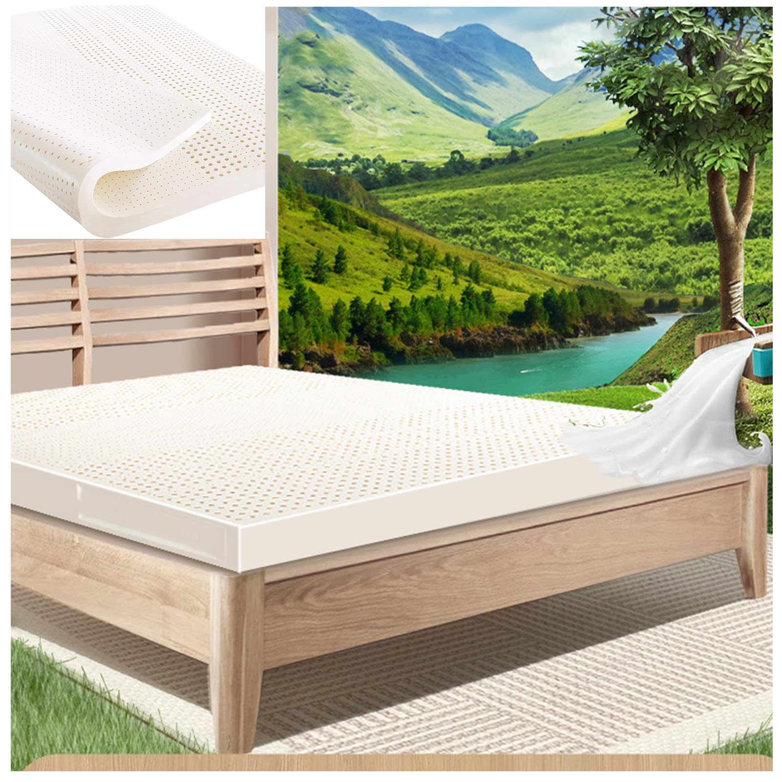 WKXTECZT Latex Topper Latex Mattress Topper Natural Latex Topper 3 Inch Durable and Not Easy to Collapse Memory