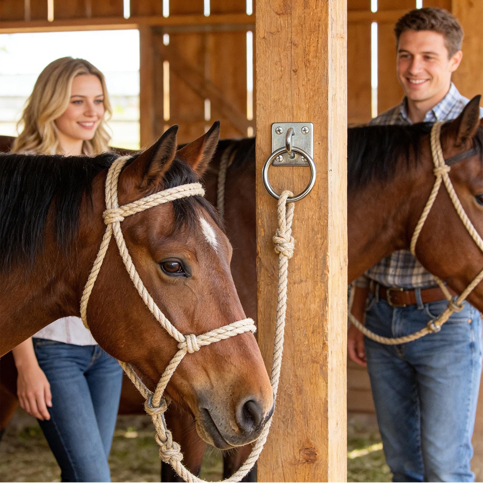 Fijación para arneses de caballo | de amarre cuadrado para pared | Equipo y accesorios para caballos - para Montaje, Entrenamiento, Atar, Acicalado, Cabestro de Remolque