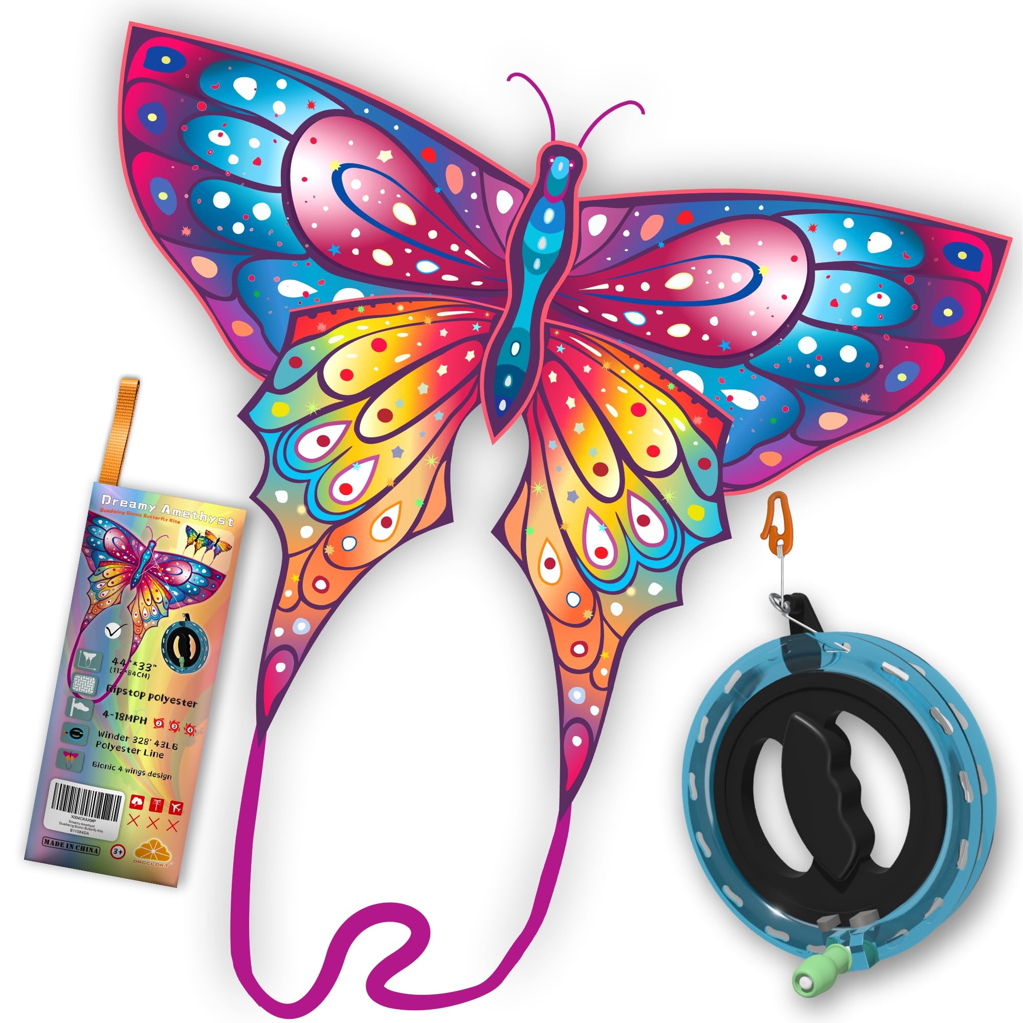 ORGCLDKT-Quadwing Bionic Flying Insect Kite-Butterfly Kite/Dragonfly Kite, Super Easy to Fly with, Ideal for Kids, Adults, Girls, Boys. Kites for The