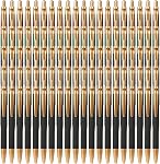 Aozora 100 Stylos à bille rétractables, encre noire, point moyen 1.0 mm, Pas de saignement, écriture lisse, stylos à cliquer, boîte de stylos