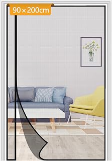 Yotache Side Opening Magnetic Screen Door 90 x 200 cm, Reinforced Top Middle Anti-Tearing Mosquito Net Curtain Black