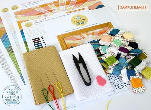 Miniatura 21 de Rocky Mountain National Park K465 Patrón de punto de cruz. Patrón impreso en el interior. Sin tela, hilos, agujas, aros. Patrón de bordado