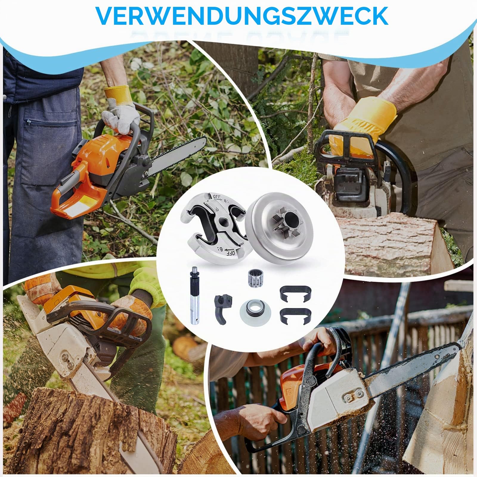 .325'' Kettenrad 7 Zähne Kit für Husqvarna 345 445 340 450 Serie, ADEFOL Kettenrad + Kupplung + Kettenritzel + Ölpumpe + Nadellager + Kupplungsfeder Ersatzteile Zubehör Kit