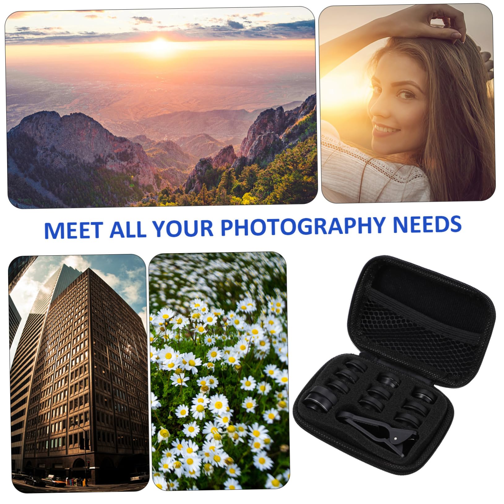 DOITOOL 2juegos Kit De Lentes De Cámara para Teléfonos Móviles Incluye Lente Ojo De Macro Gran Angular Cpl y Filtros Compatible La Mayoría De Smartphones Portátil y Fácil De Usar