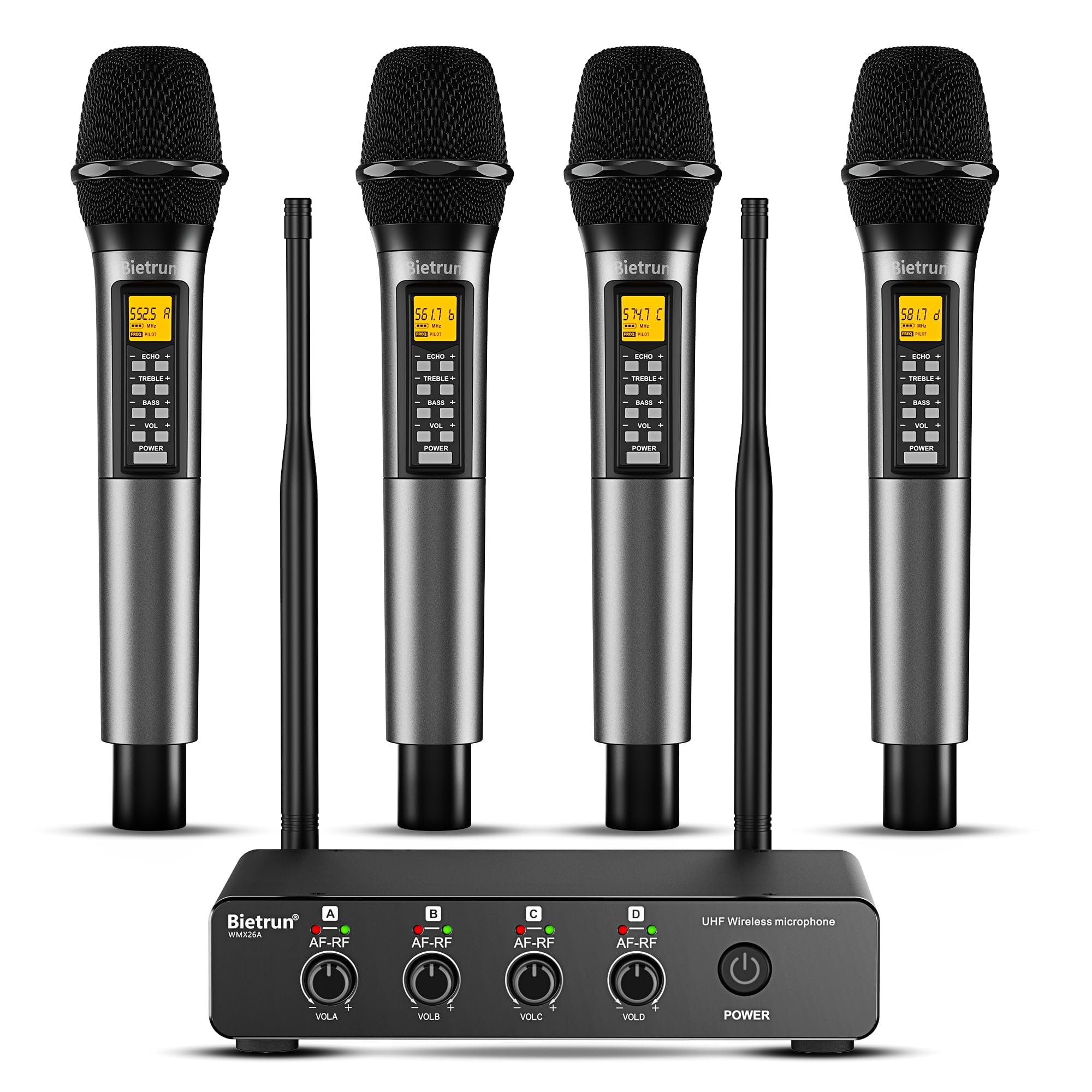 Amazon.com: Bietrun 4 Channel Wireless Microphone with Echo/Treble