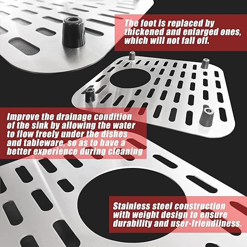 Miniatura 3 de Protector de rejilla para fregadero con drenaje trasero de acero inoxidable FGD75 estante inferior para fregadero de cocina, 13.1 x 11.6 x 0.99