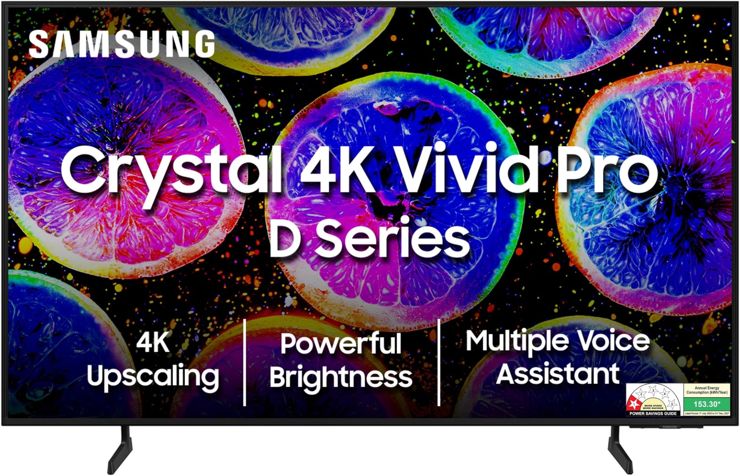 Samsung 108 cm (43 inches) D Series Brighter Crystal 4K Vivid Pro Ultra HD Smart LED TV UA43DUE77AKLXL (Black)