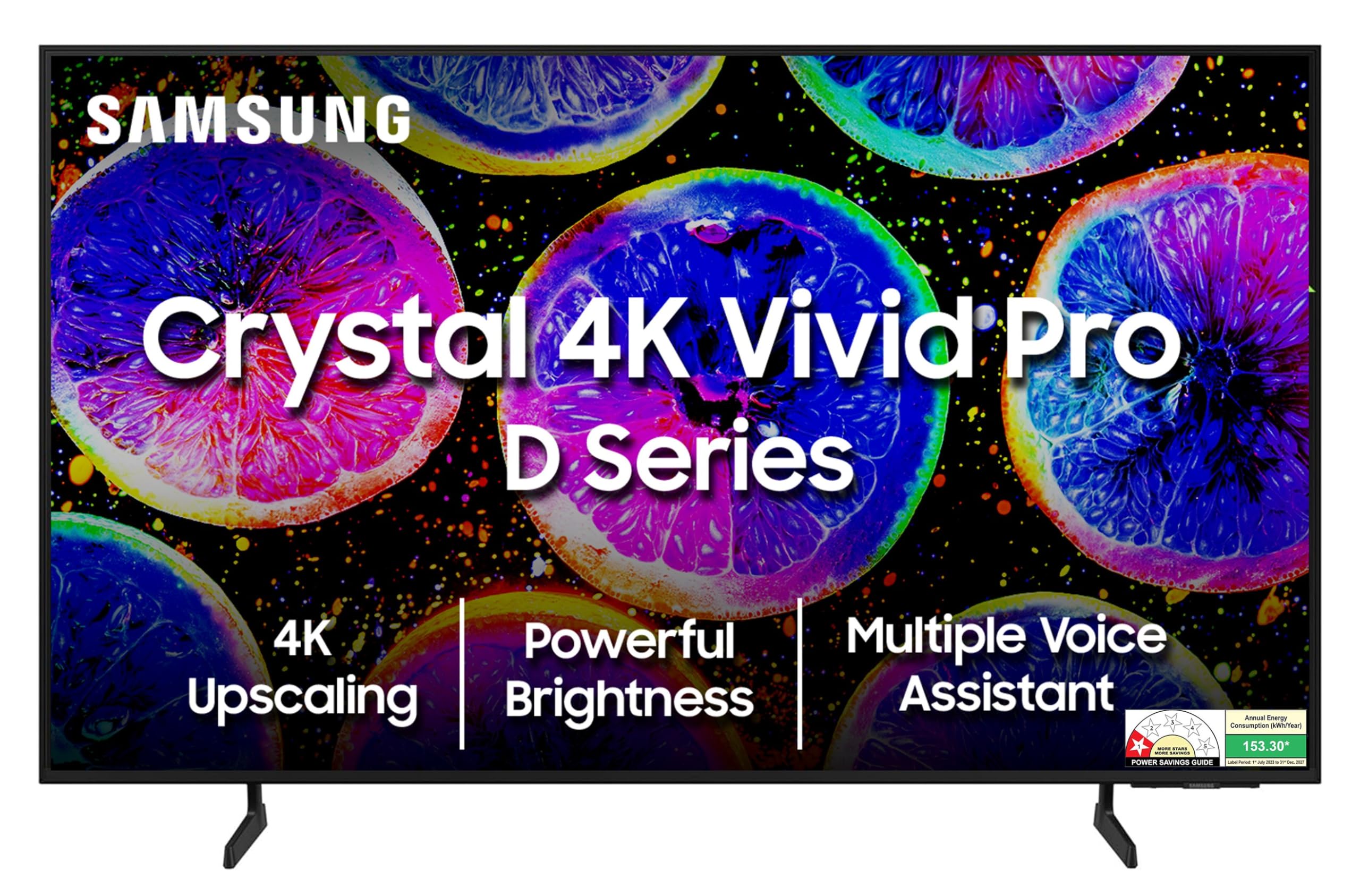 Samsung 108 cm (43 inches) D Series Brighter Crystal 4K Vivid Pro Ultra HD Smart LED TV UA43DUE77AKLXL (Black)